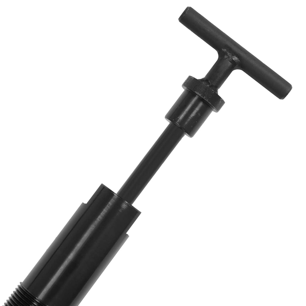 Black bearing puller handle and threaded guide rod close-up