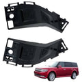 Set of 2 black front bumper side support brackets, left and right, curved shape