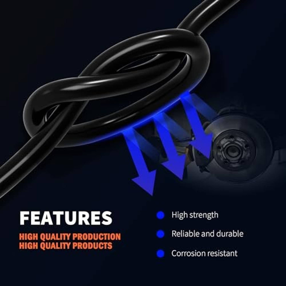 Front turn signal wiring pigtail harness with white 3-wire plug and black cable