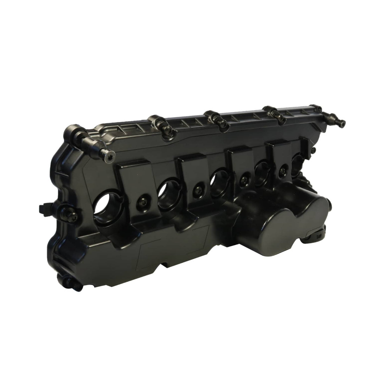 Engine valve cover assembly, dark metal with bolts and gasket openings