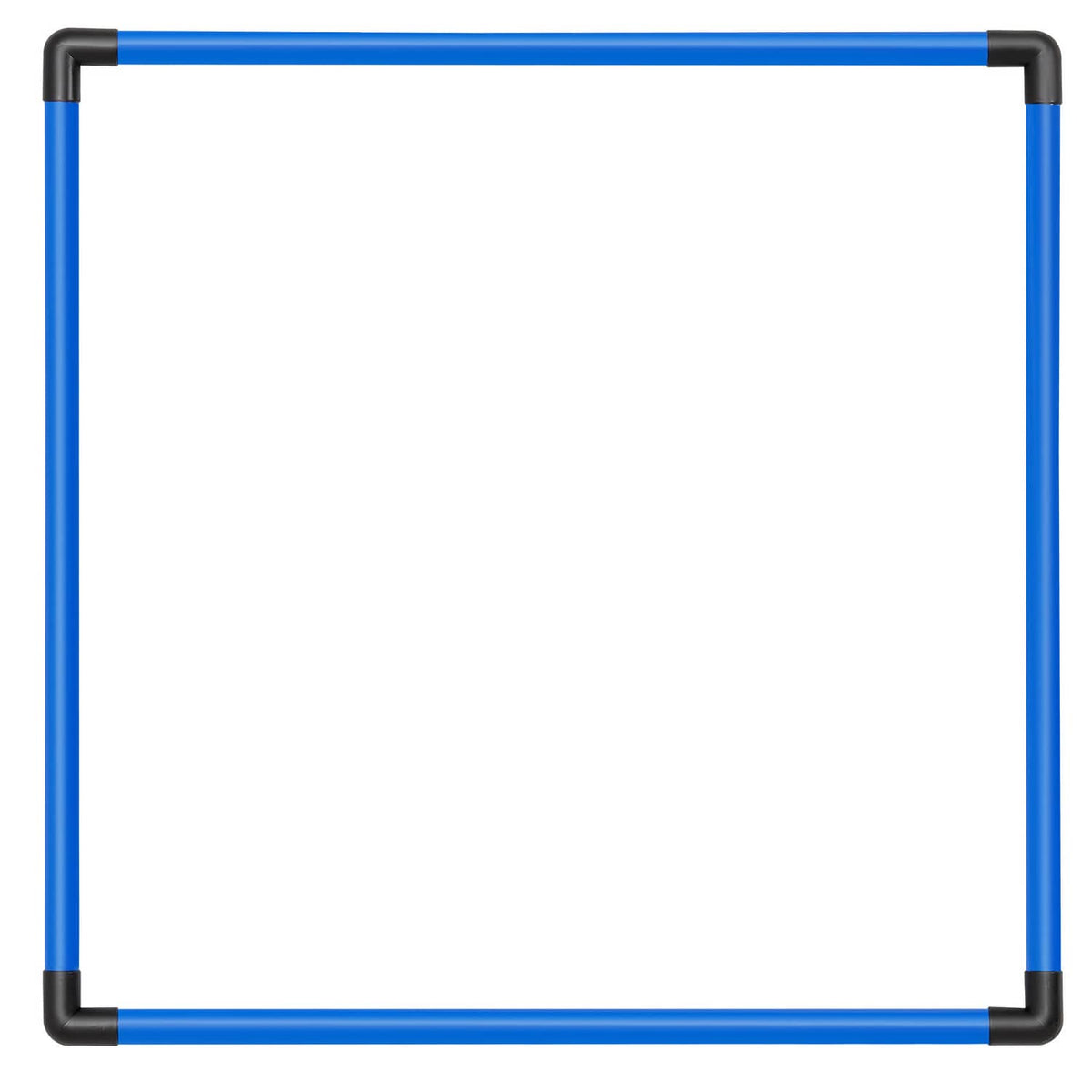 Blue and black training hurdle frame with padded corner caps