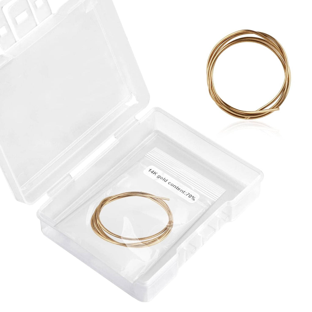 Gold-plated alloy solder wire, medium coil loops in clear plastic storage case