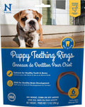N-Bone puppy teething ring 6-pack package with brown chicken-flavor rings
