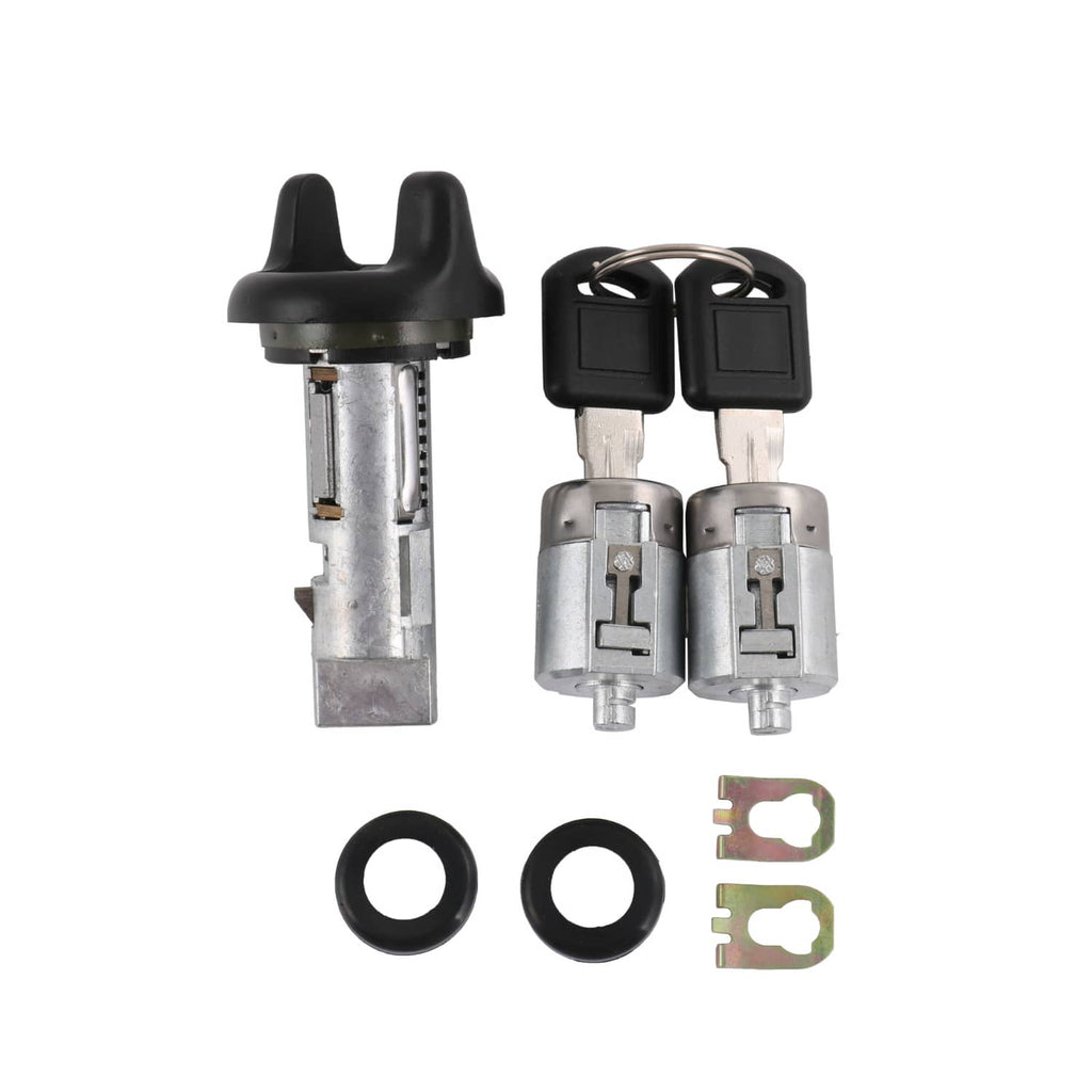 Ignition lock cylinder, two door lock cylinders, two keys, two seals, and mounting gaskets