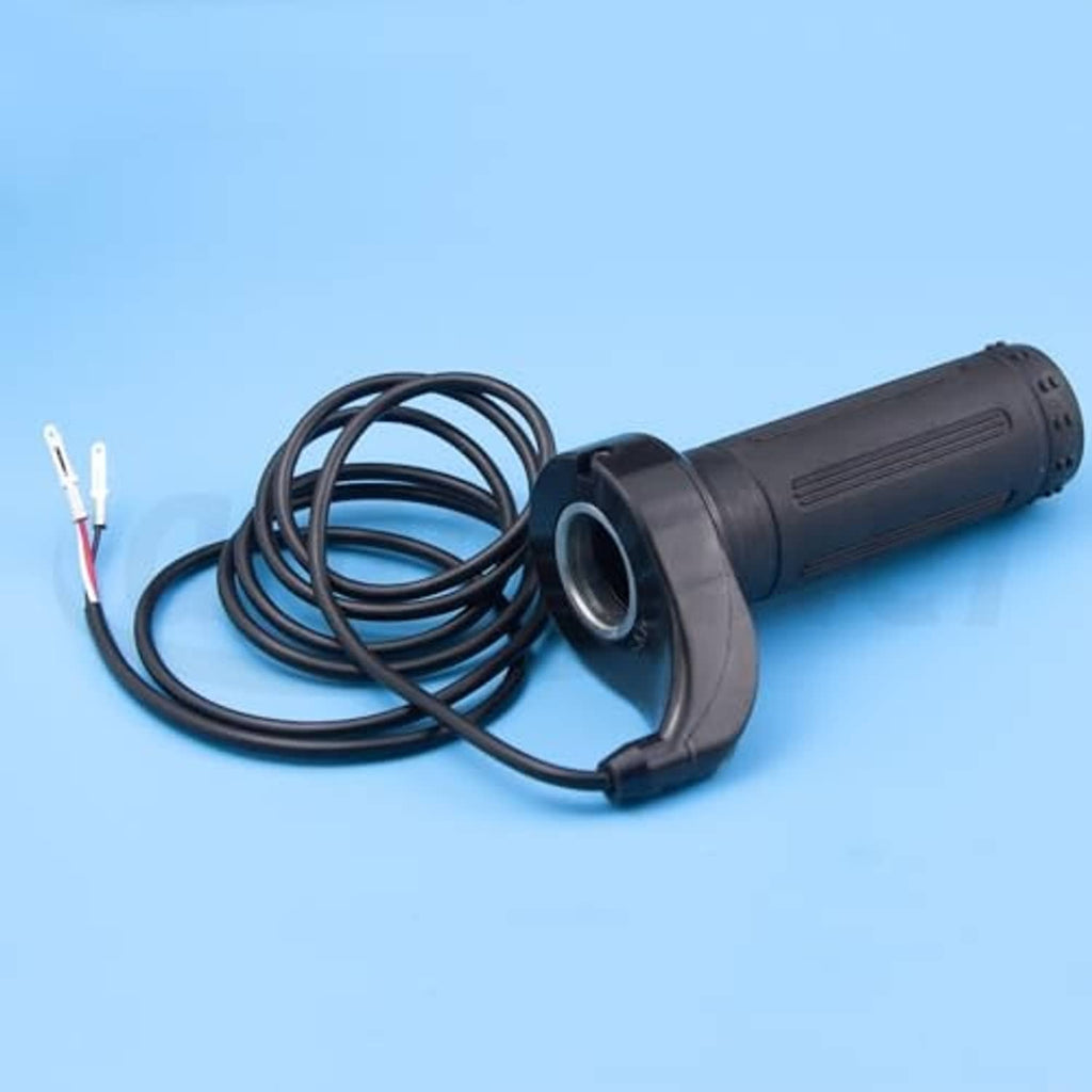 Black twist throttle grip with 3-wire cable, exposed lead ends for wiring