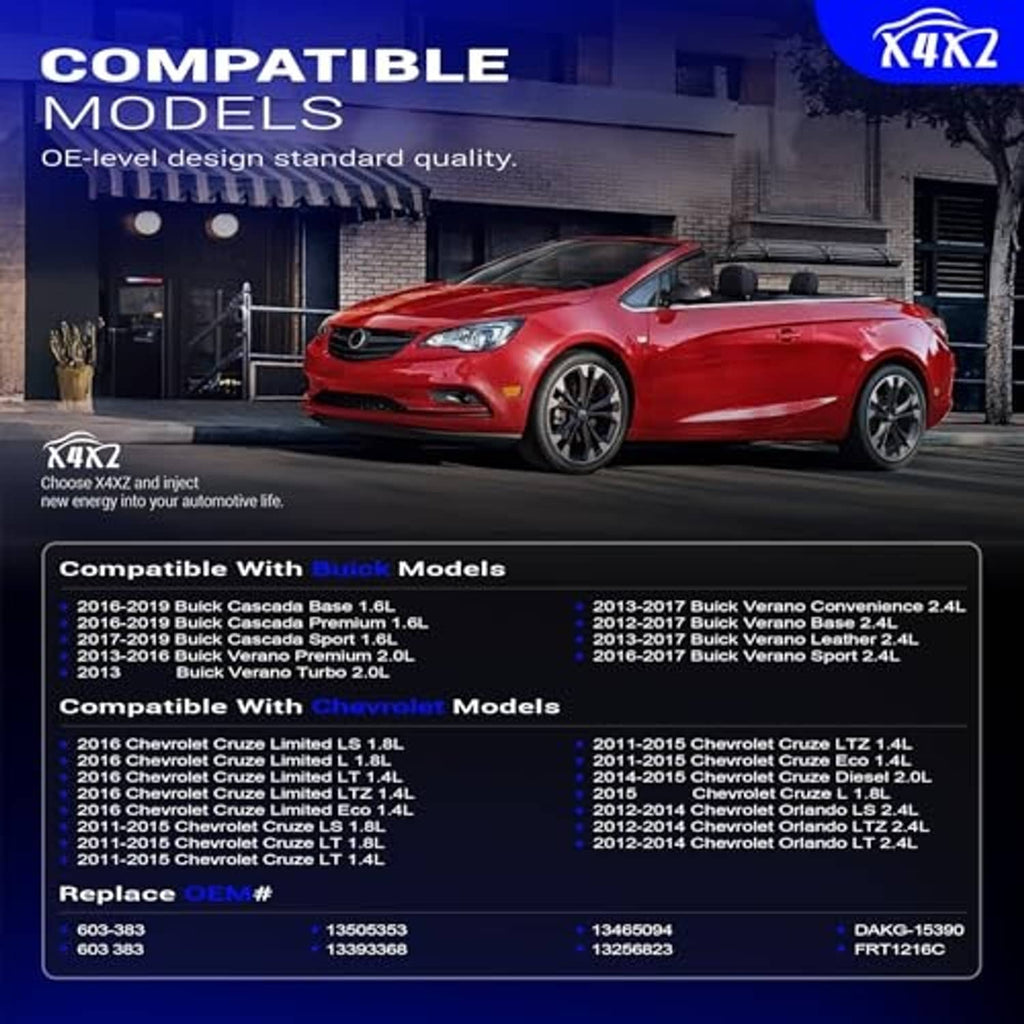 Engine coolant reservoir compatibility chart graphic with vehicle model list