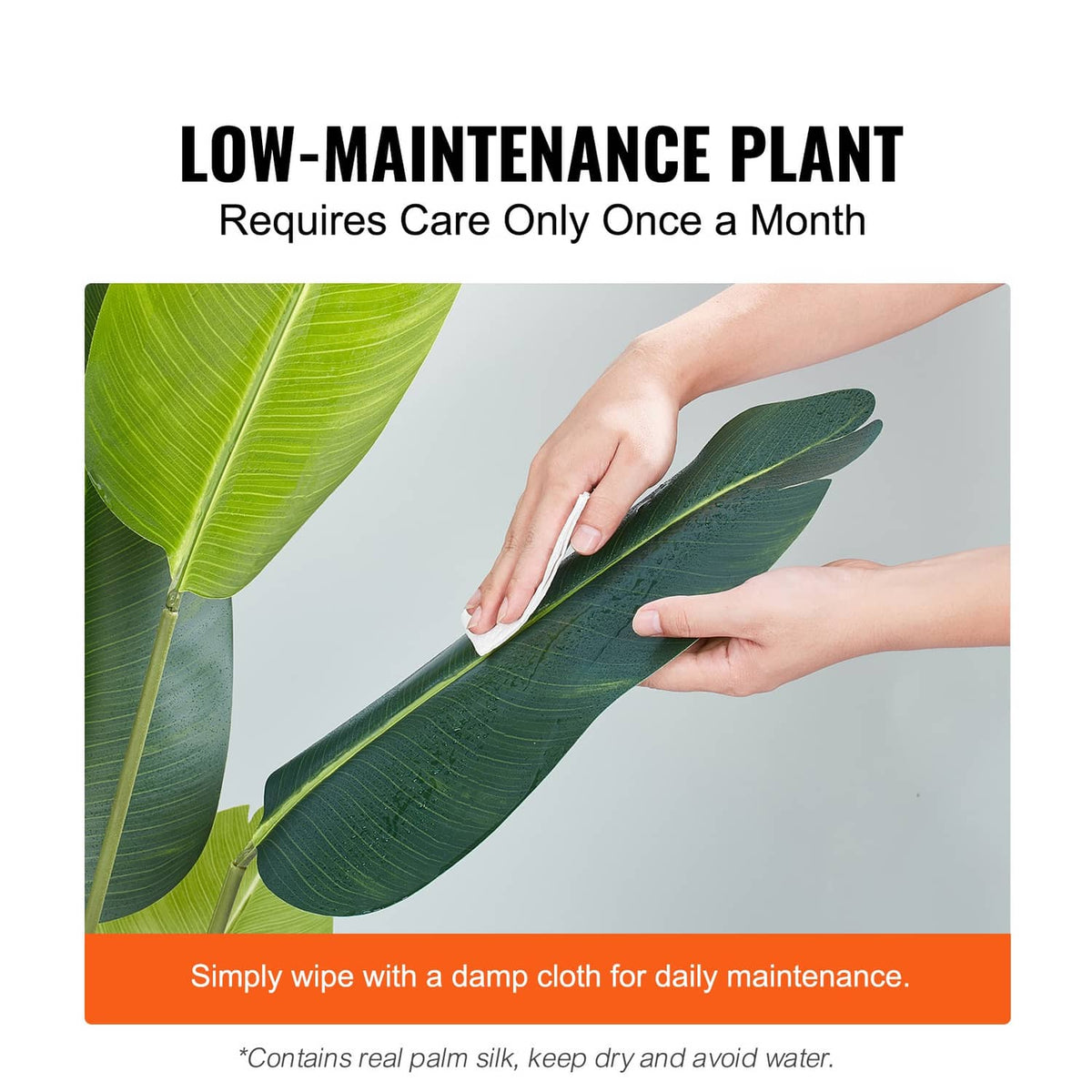 Low-maintenance artificial bird of paradise palm leaves for easy wipe-clean care