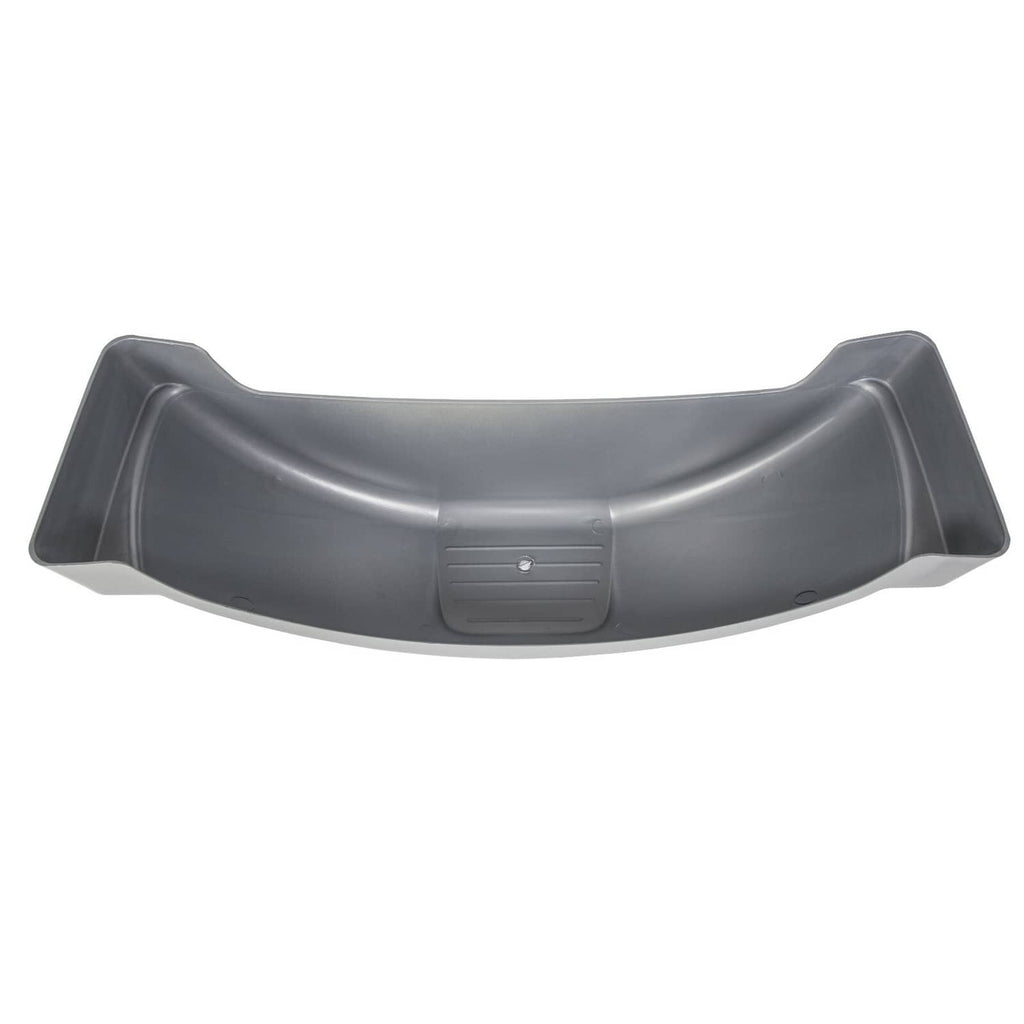 Gray plastic wheel fender with central clip tab, full curved coverage