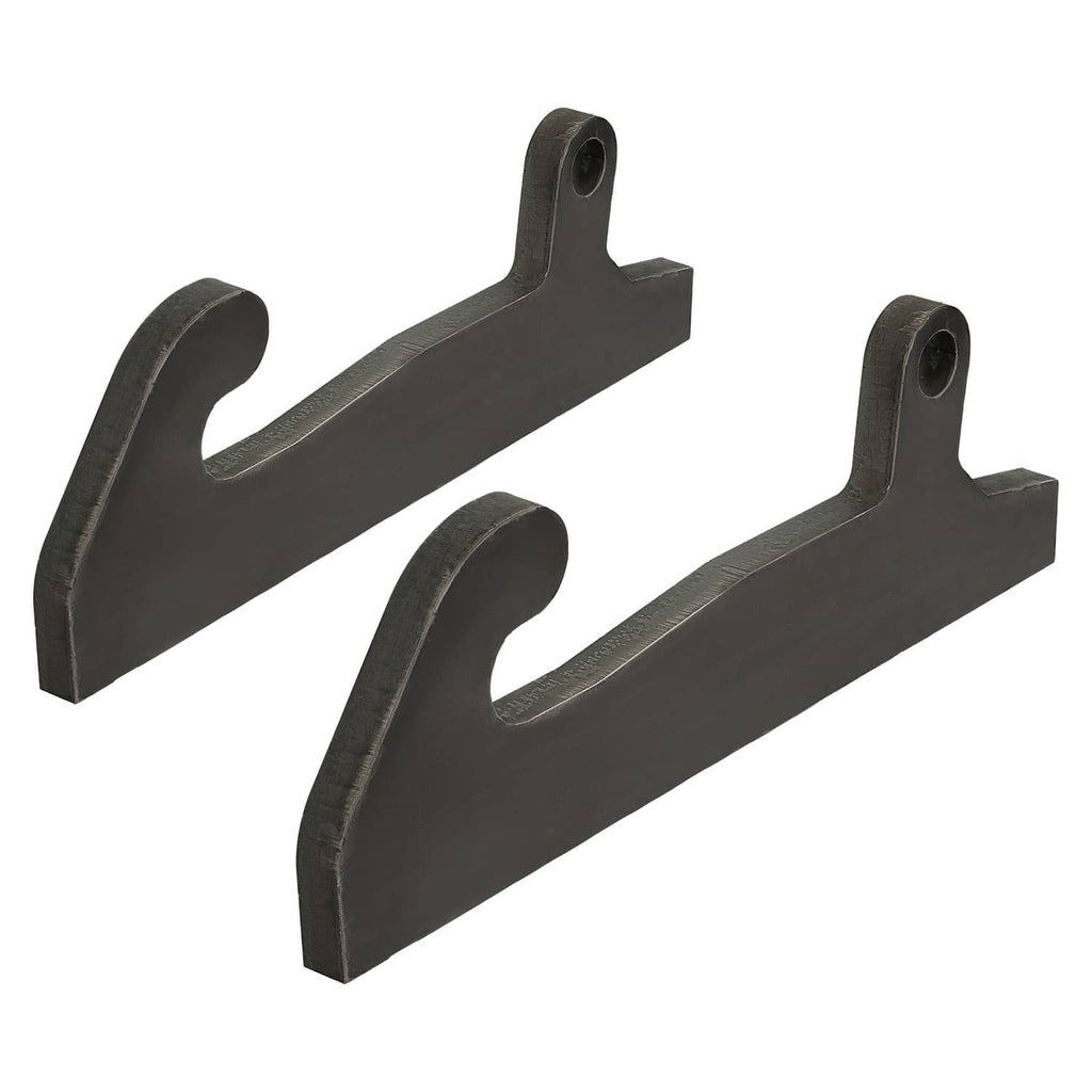 Quick attach loader bracket mounts, two black metal ears with circular bolt holes.