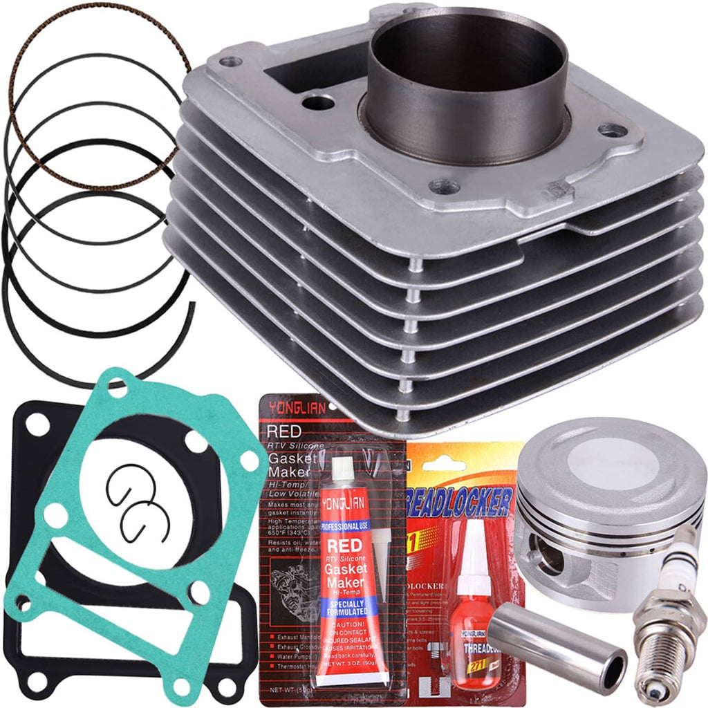 Cylinder head rebuild kit with aluminum cylinder, piston, and ring and gasket parts