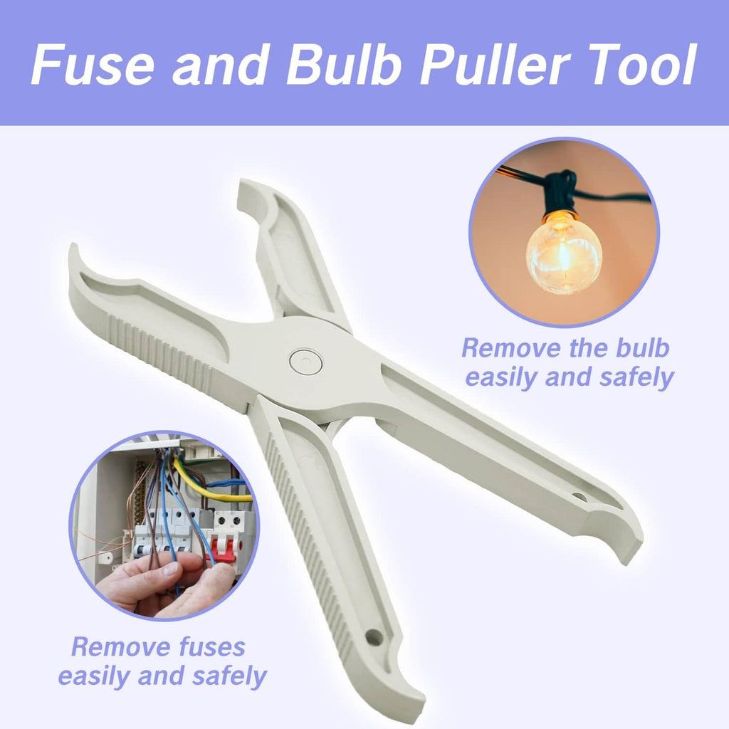Grey insulated fuse and bulb puller tool with long handle and claw tips
