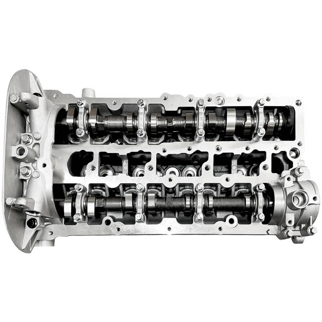 Cylinder head assembly with exposed camshaft and valve train components