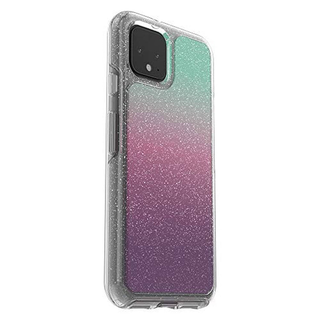 Google Pixel 4 gradient clear case, purple bottom to green top with camera opening