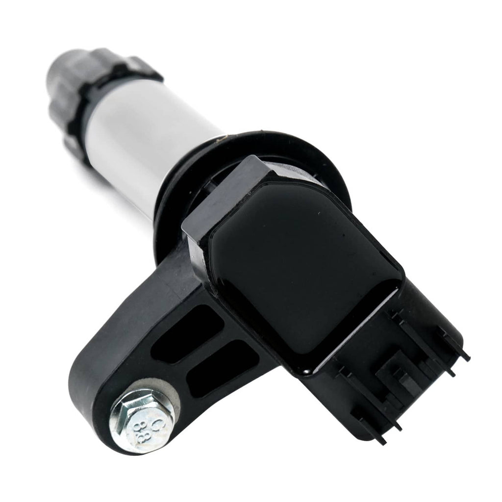 Ignition coil pack with black housing, metal bracket and electrical connector