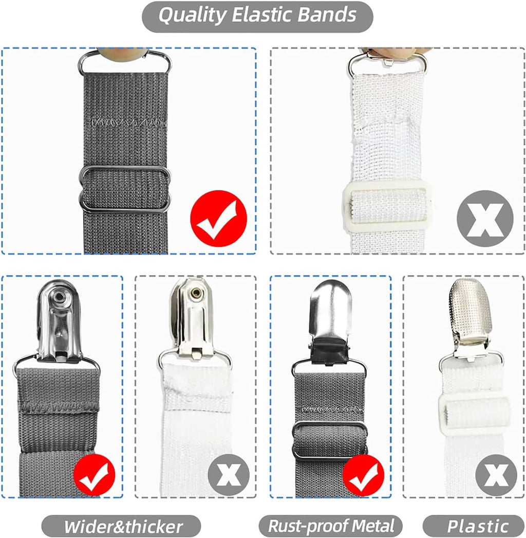 Quality check of elastic bands and metal clips for sheet straps, rust-resistant