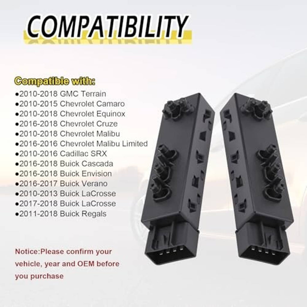 Black seat switch module pair with multiple socket openings and raised pin posts