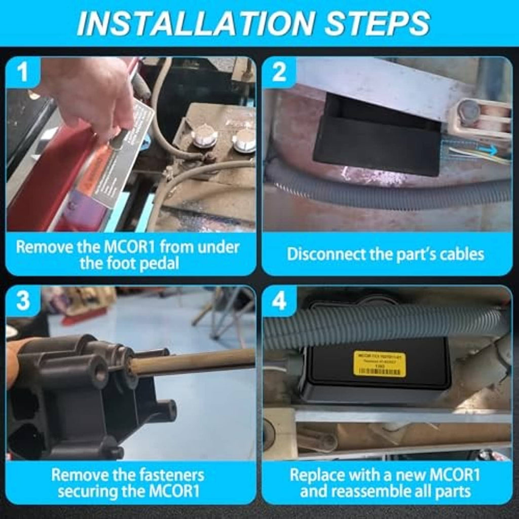 Golf cart throttle potentiometer installation steps showing connector and wiring access