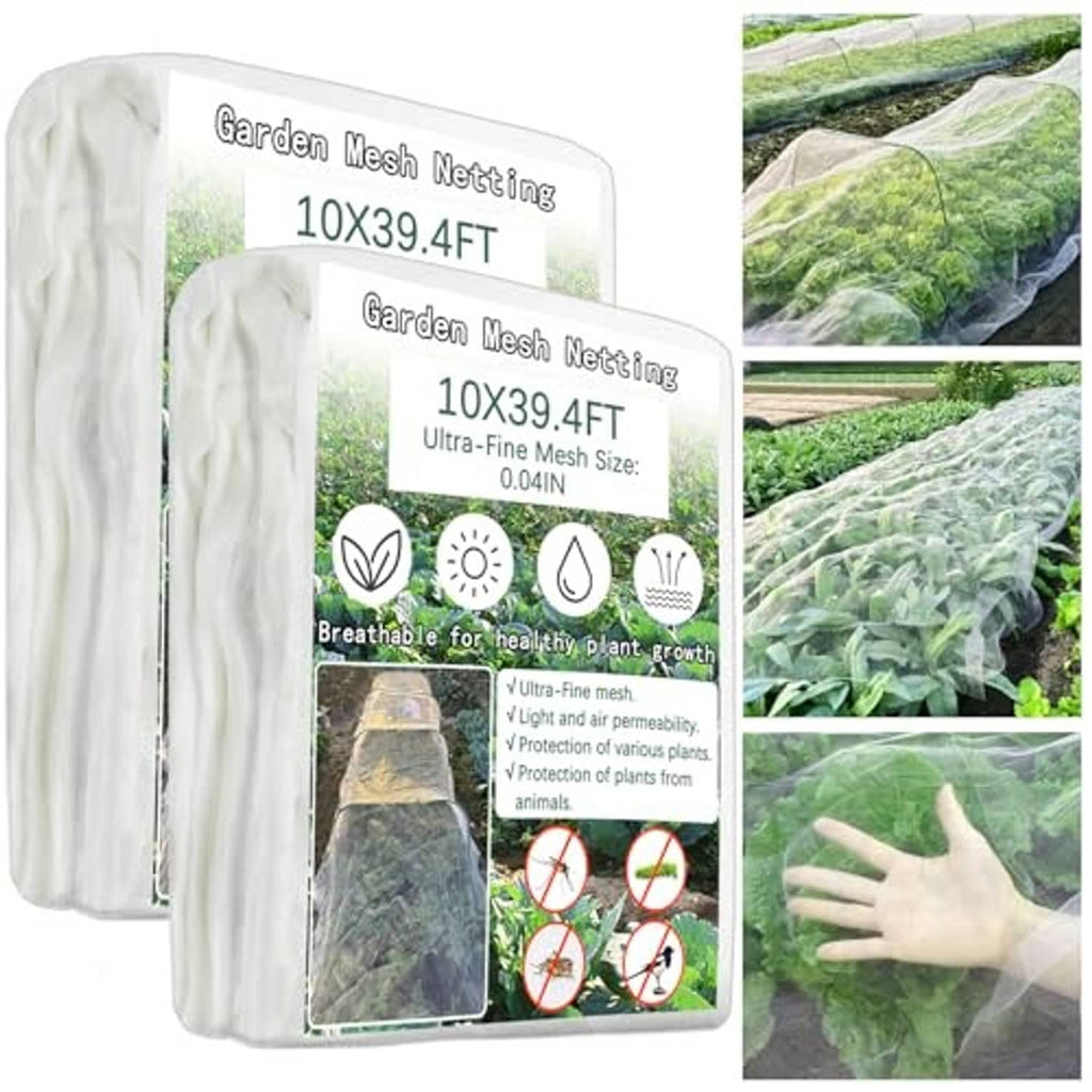 2-pack ultra-fine garden insect netting rolls with white mesh garden cover