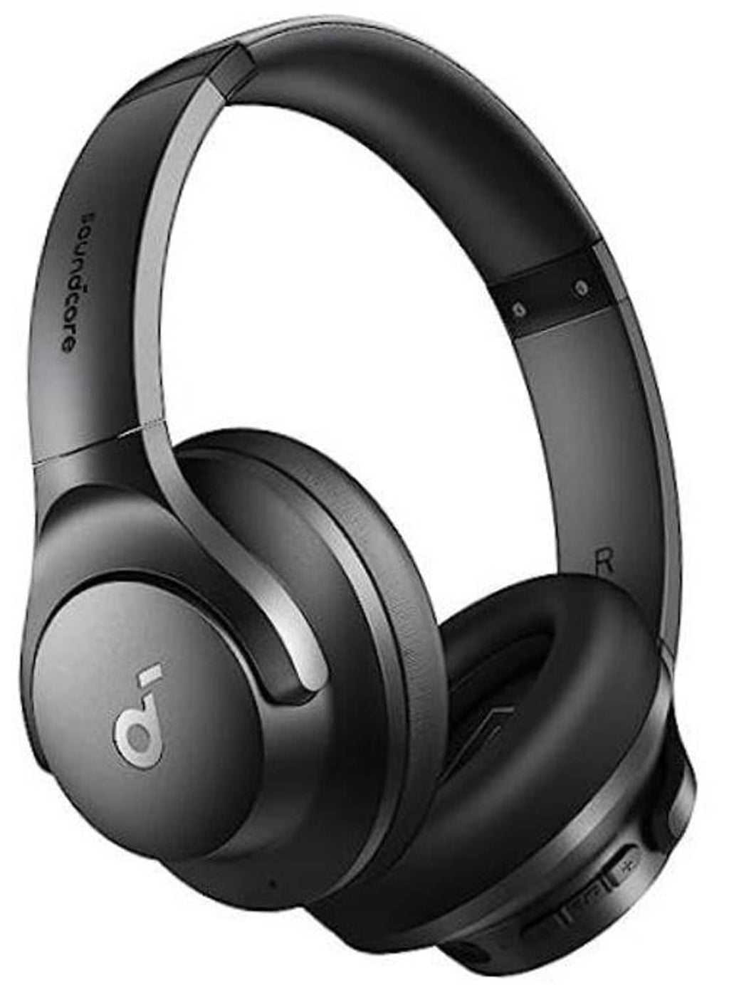 Black over-ear hybrid noise-cancelling headphones with padded ear cushions and headband