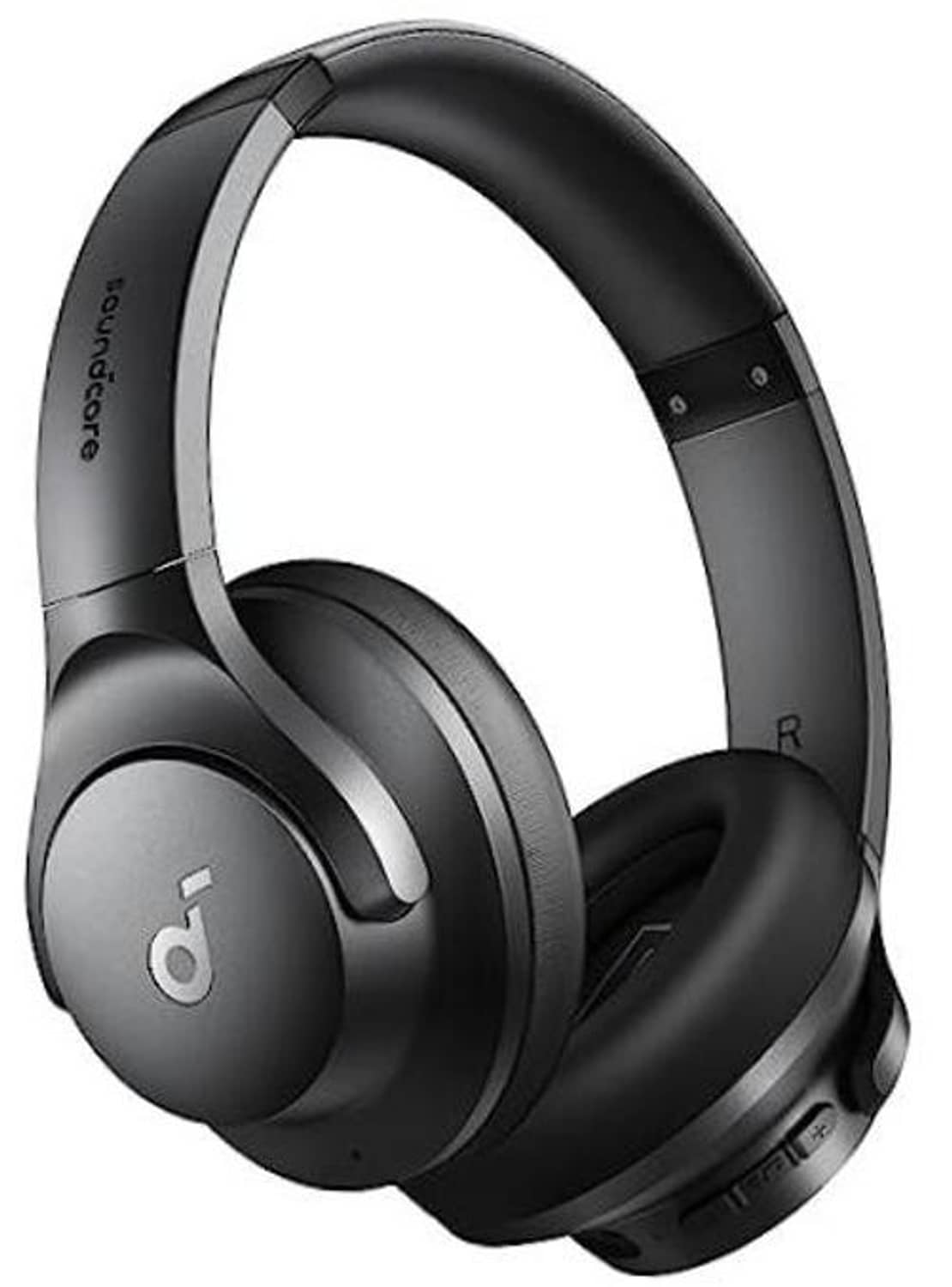 Black over-ear hybrid noise-cancelling headphones with padded ear cushions and headband