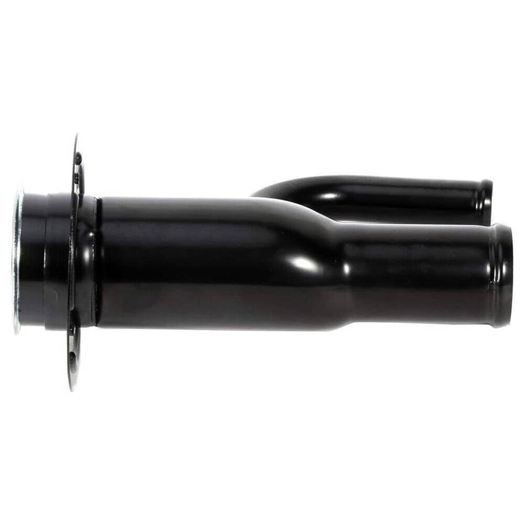 Fuel filler neck pipe with flange, black metal, straight intake tube