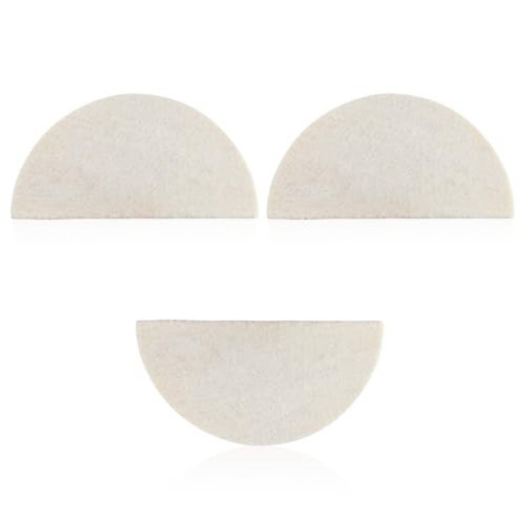 Three beige semicircle soft wool felt squeegee pads