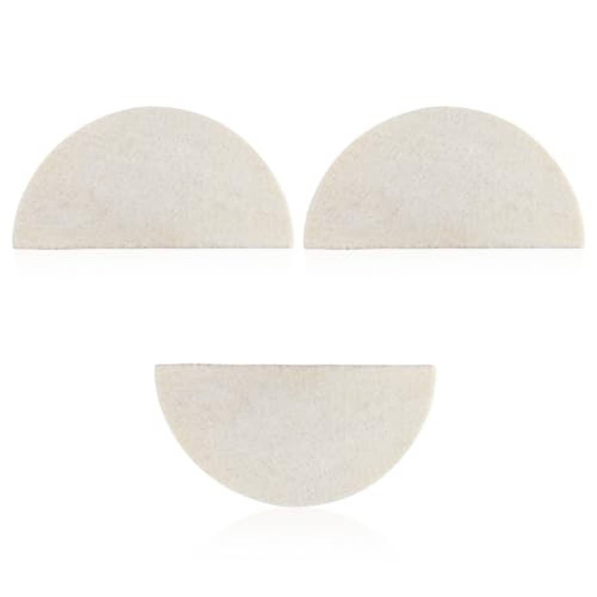 Three beige semicircle soft wool felt squeegee pads