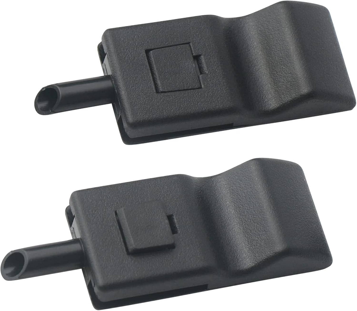 Black door lock knob set, two-piece latch style with rectangular release tabs