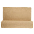 Natural burlap fabric roll, flat folded strip with coarse woven texture