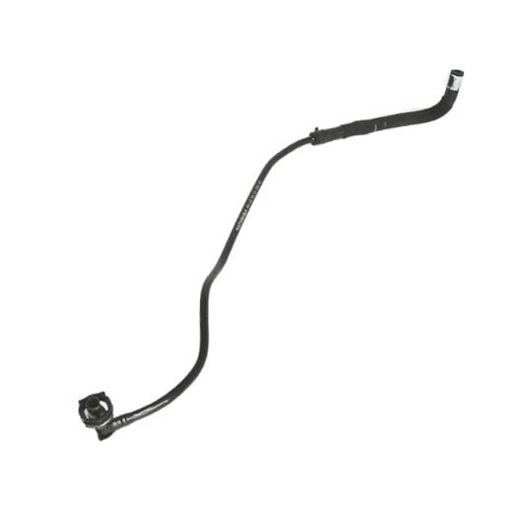 Engine coolant overflow hose assembly with black rubber tubing and small mounting clips