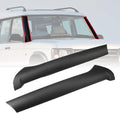 Black windscreen pillar moldings, long curved trim pieces with rivets