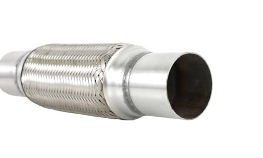 Universal stainless steel exhaust flex pipe, braided sleeve and open 2.25 in outlet