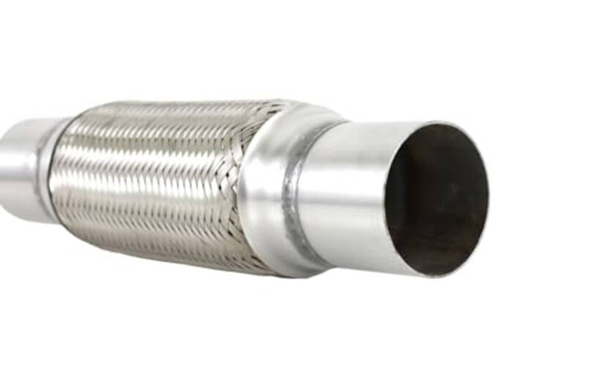 Universal stainless steel exhaust flex pipe, braided sleeve and open 2.25 in outlet