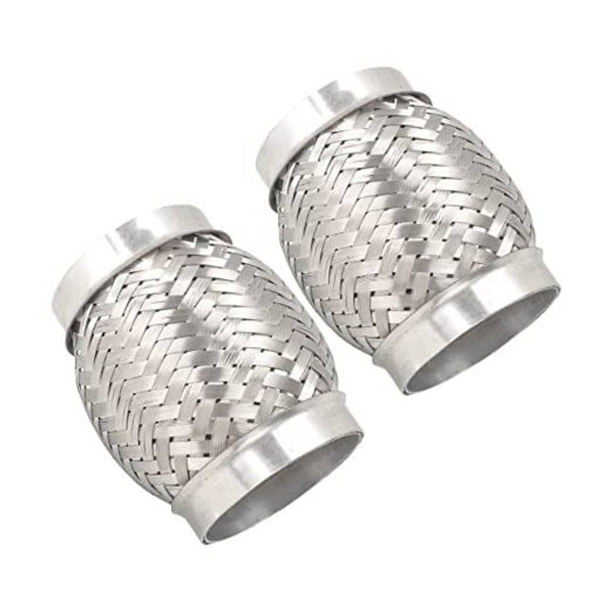 Stainless steel exhaust flex pipe, double-braid woven mesh with flared clamp ends