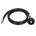 4 ft RV propane pigtail hose with black hose and QCC1-style connector fittings