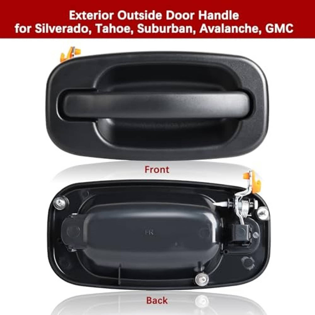 Exterior door handle with black recessed pull and backing/mounting bracket visible