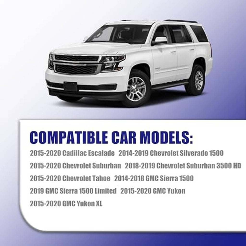 Compatible car models infographic with SUV photo and vehicle fitment list