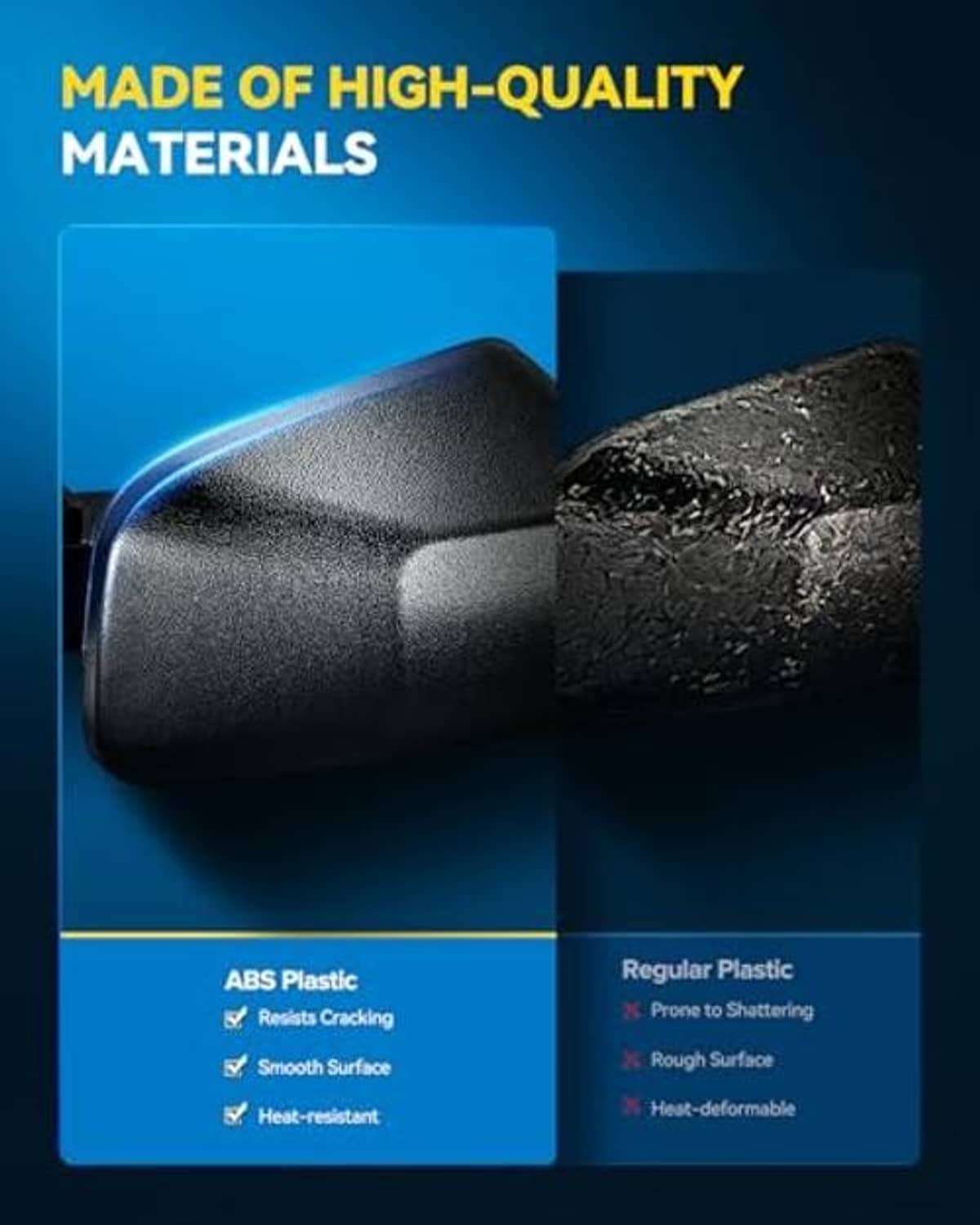 Black door handle material close-up showing textured plastic surface and durability styling.