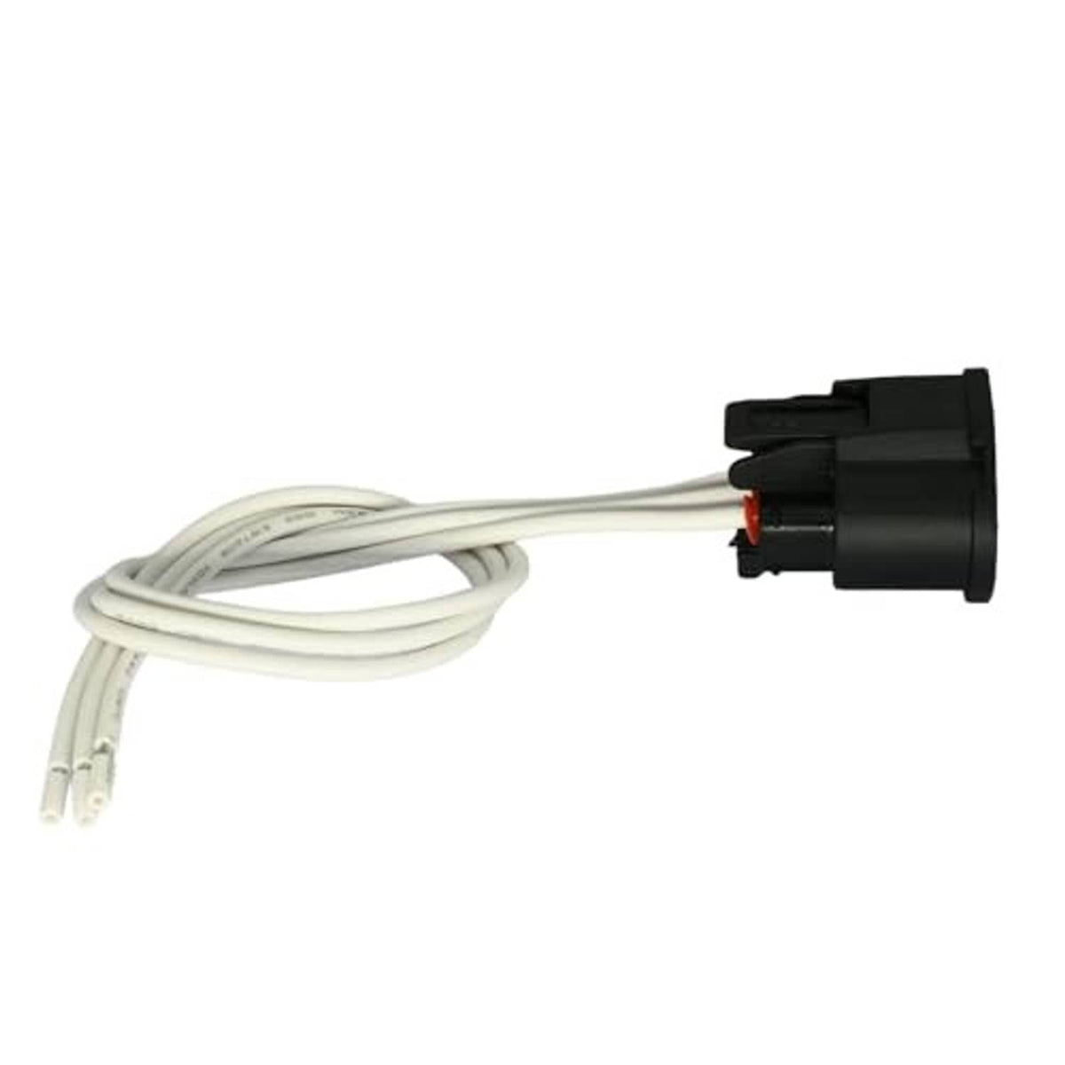 Throttle body wiring harness with black connector plug and white leads