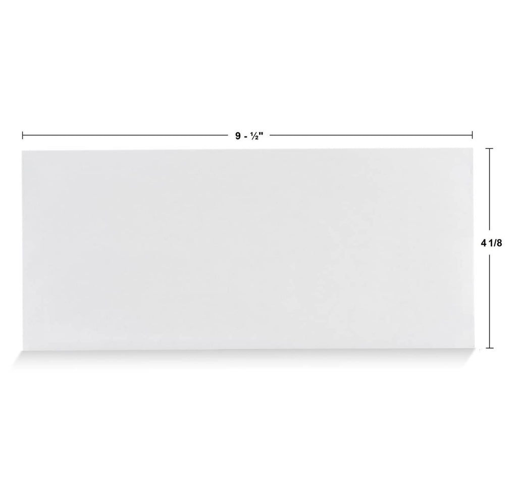 No-window white #10 envelope blank showing 9 1/2 in x 4 1/8 in size