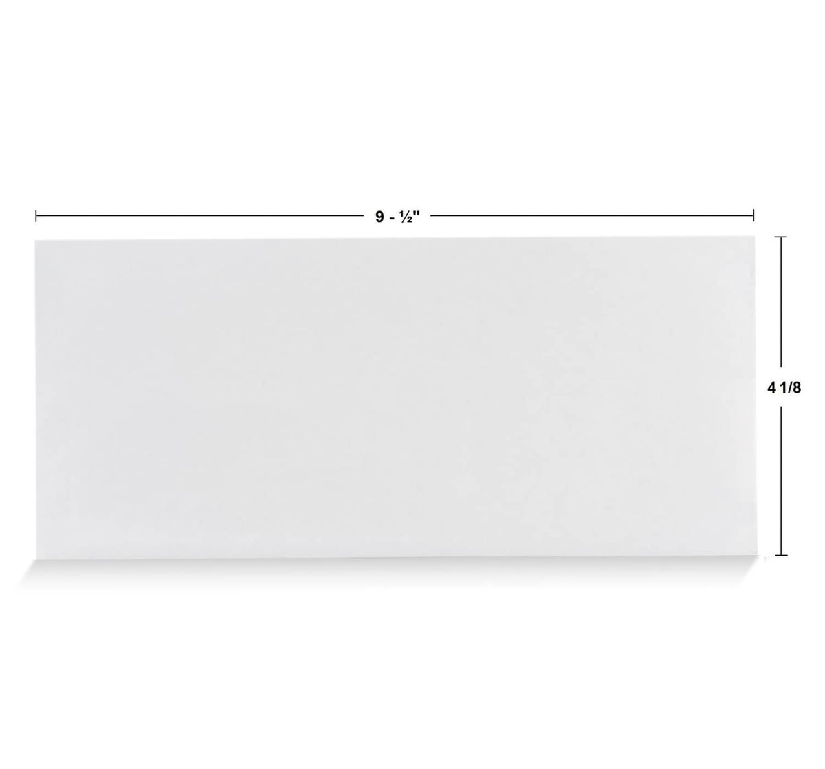 No-window white #10 envelope blank showing 9 1/2 in x 4 1/8 in size