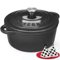 Graphite gray enameled cast iron Dutch oven with matching lid and side handles