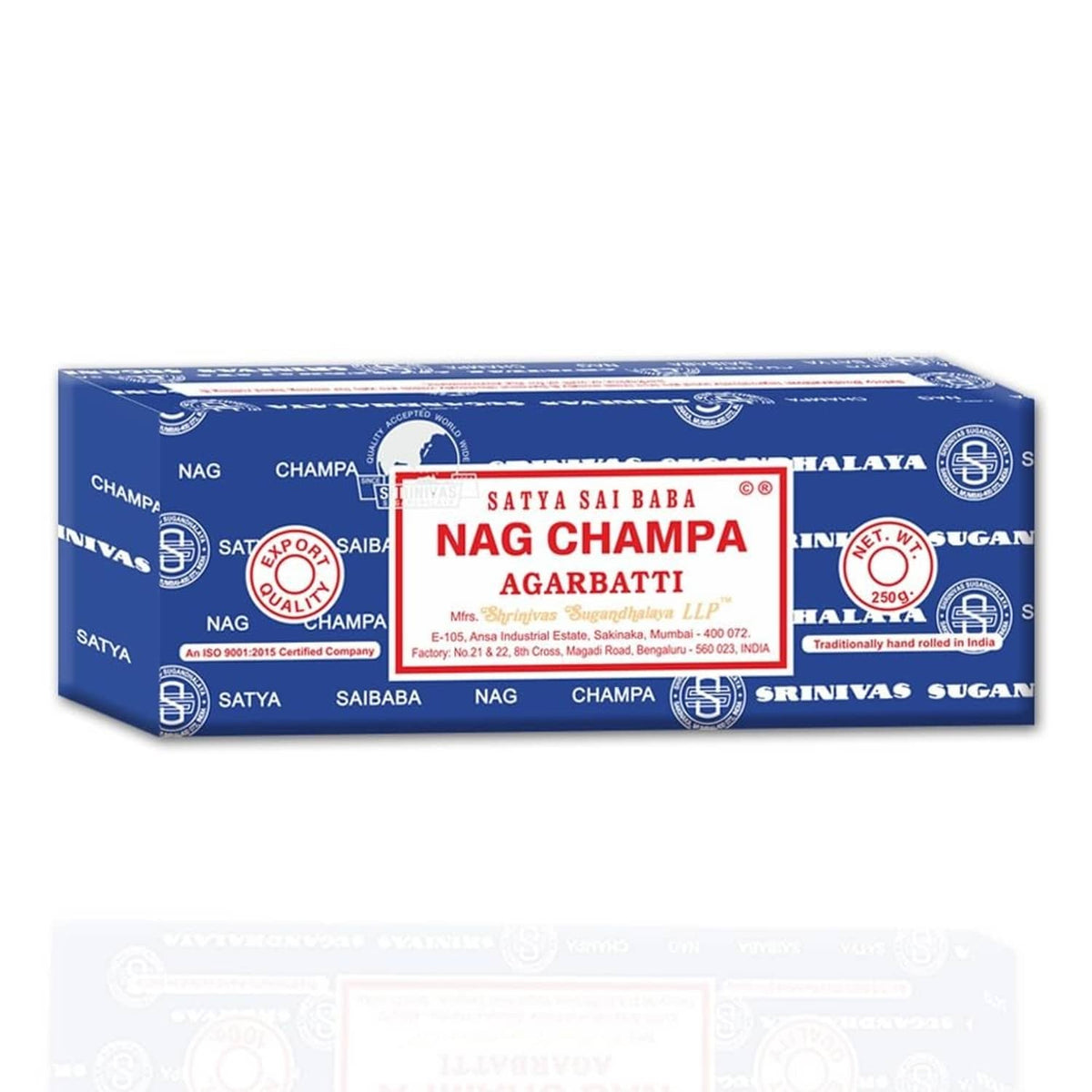 Nag Champa agarbatti box, blue package with Satya Sai Baba label
