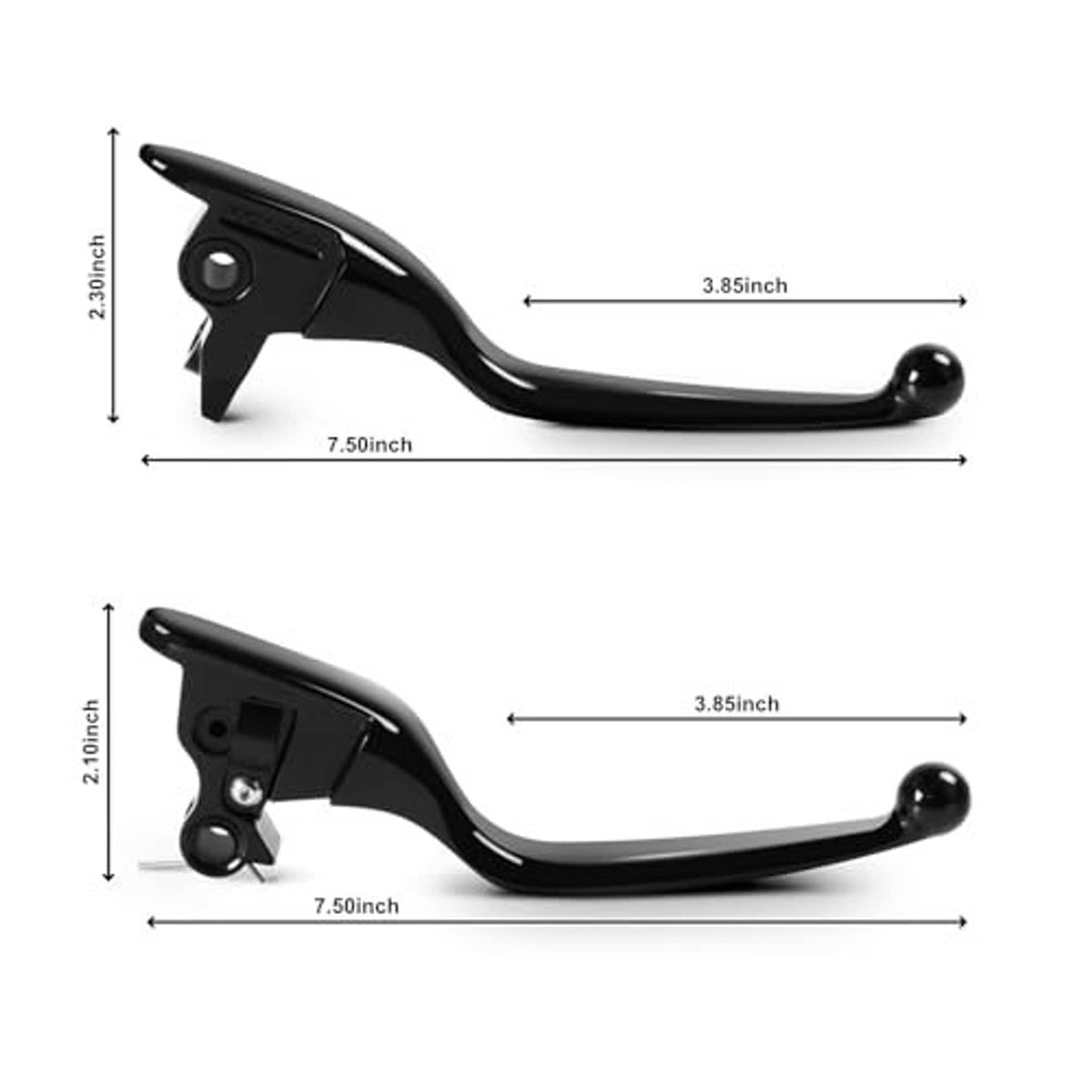 Black brake and clutch hand control lever set with mounting bracket and pivot screw