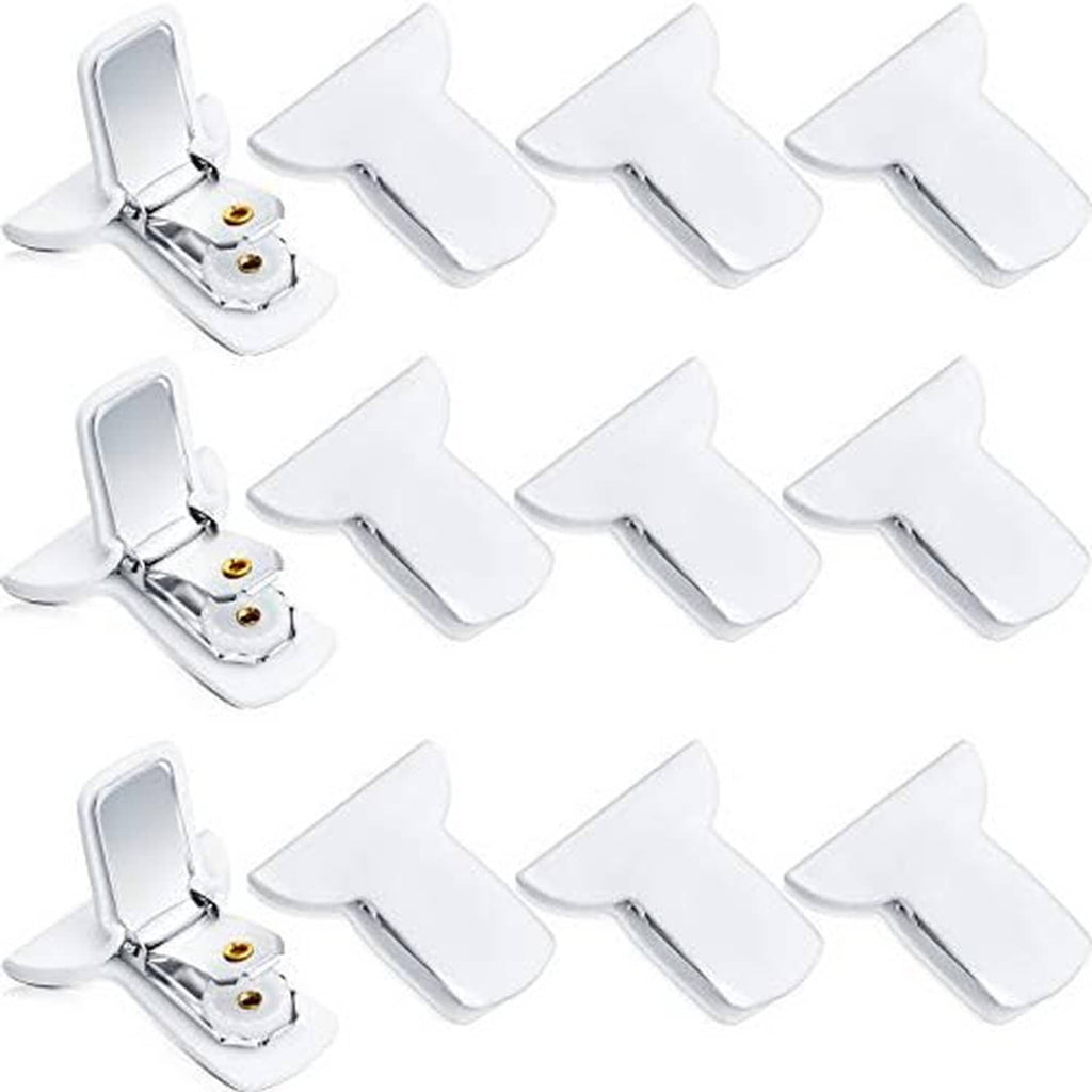 White padded comforter clip set with metal spring fasteners, 12 pieces