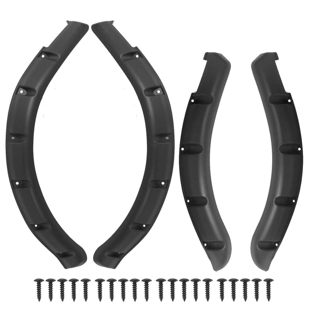 Black curved fender flares set with stainless mounting screws
