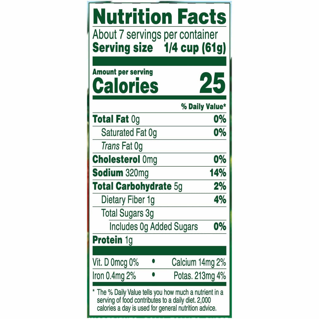 Contadina tomato sauce nutrition facts panel, about 7 servings per container