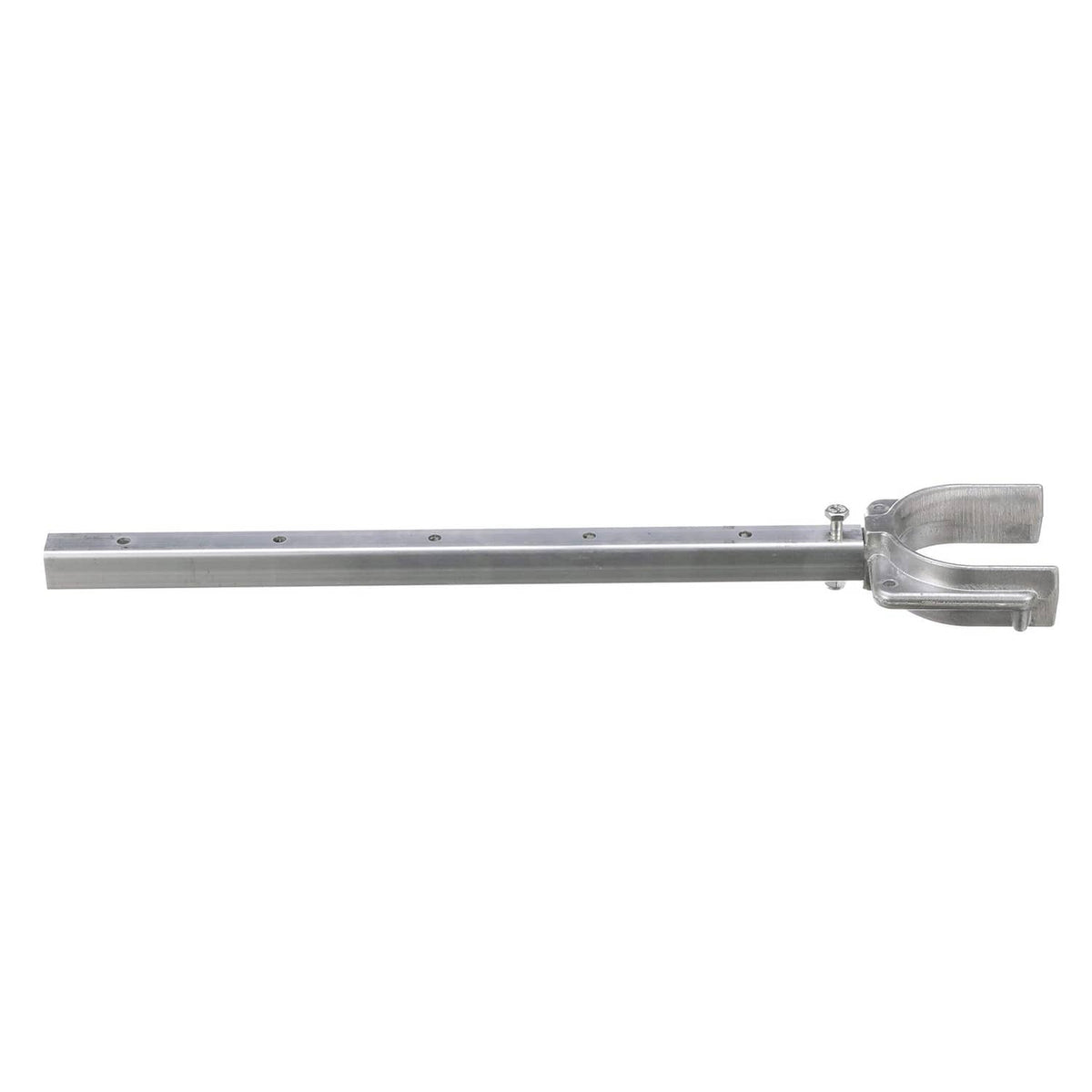 Adjustable transom saver bar with silver U-mount clamp and black attachment pads