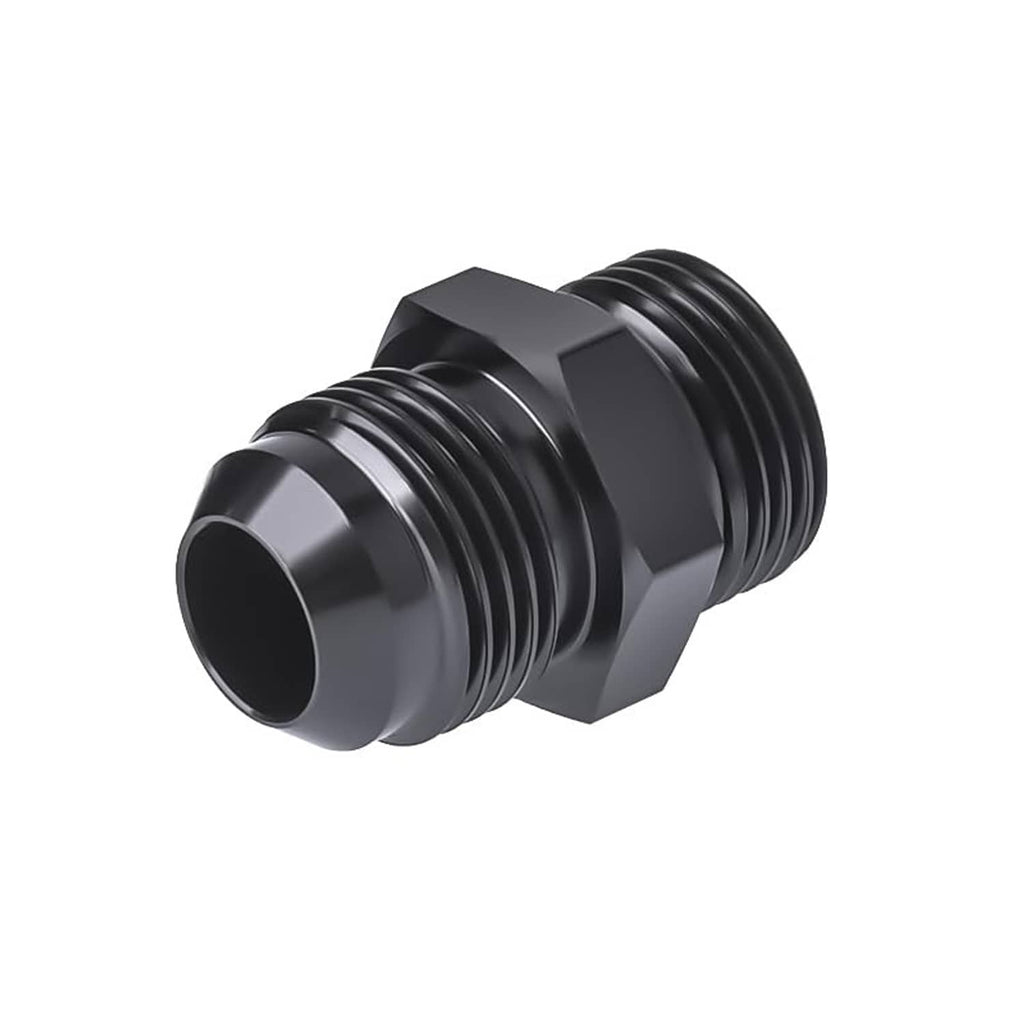 Black ORB adapter fitting, hex nut ends with male thread ports