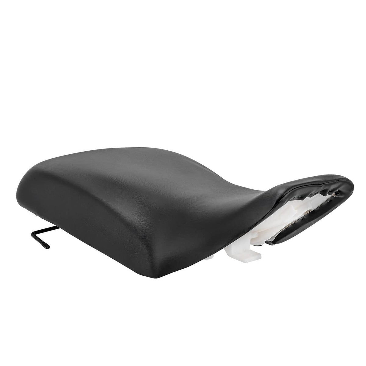 Black ATV complete seat with textured cover and visible mounting brackets underneath